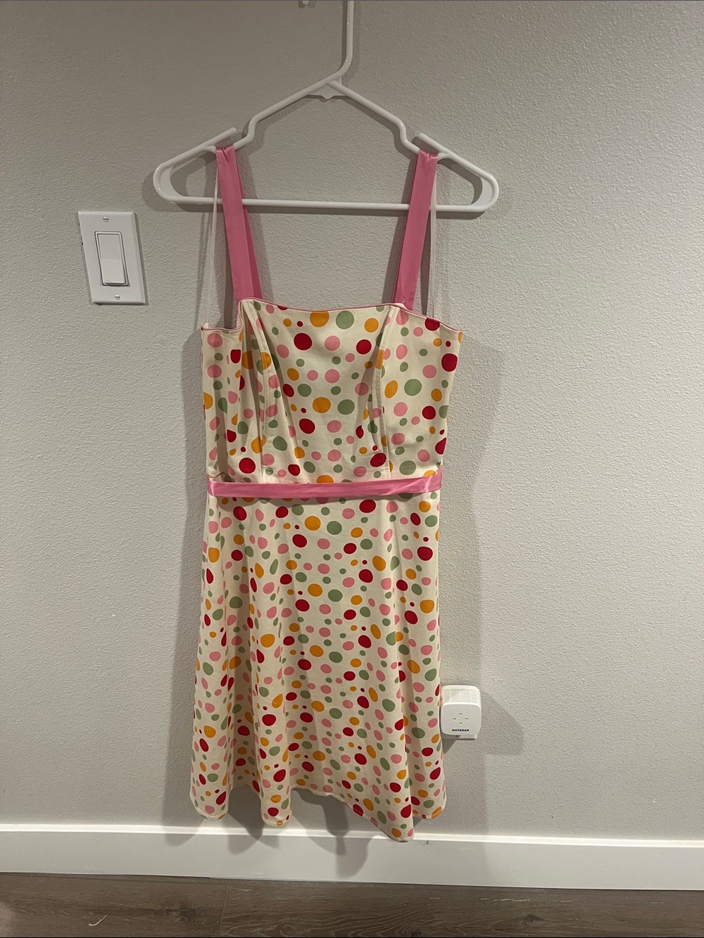 Spenser Jeremy Pink Strap Polka Dot Midi Dress